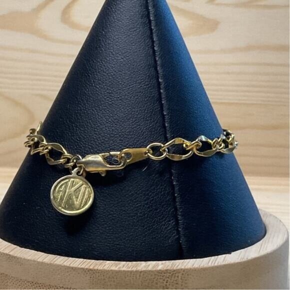 Ann Klein Gold-Tone Link Bracelet With Lobster Clasp & Logo Charm - Picture 2 of 3